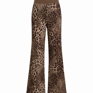 CIDER | High Rise Silky Leopard Print Pants